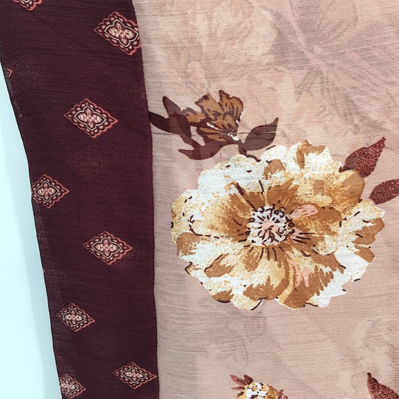 Xhilaration kimono floral dusty rose fall autumn sheer top boho robe M L women's - Picture 5 of 12